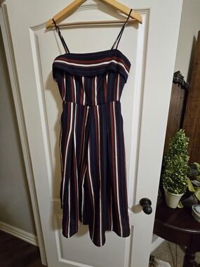 Ark & Co Navy, Rust and White Striped Jumpsuit